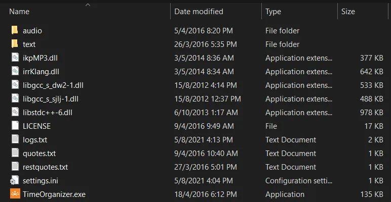 Files of the program